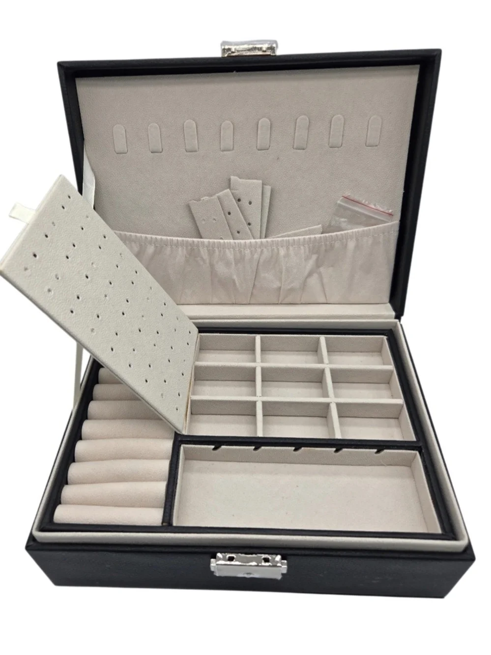 Jewelry Organizer Storage Box in Black and Cream - Unbranded